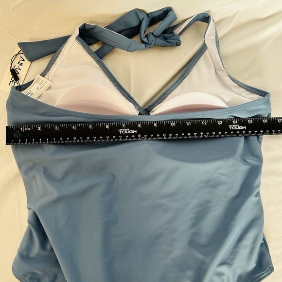 NEW Aimage Bathing Suit Women's One Piece V-Neck Dusty Blue Size XL NWT Lined - Picture 6 of 10